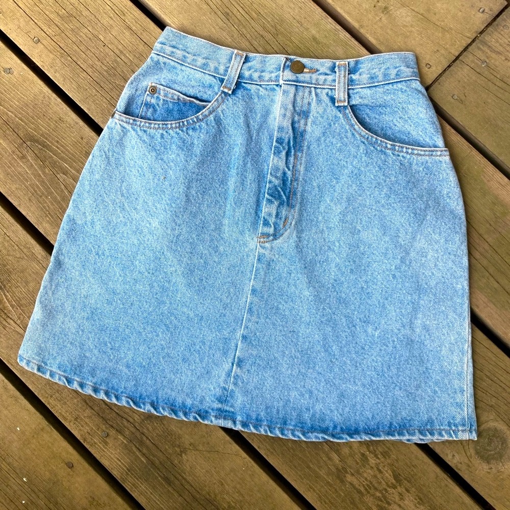 Boho Skirt VIVALDI JEANSWEAR Mini Retro 100% Cotton Blue Denim Size 2 - 6